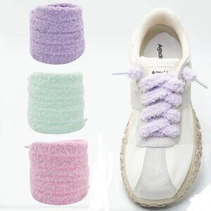 Shoe Laces - Pack of 3 - green, pink, lilac, fluffy and cute
